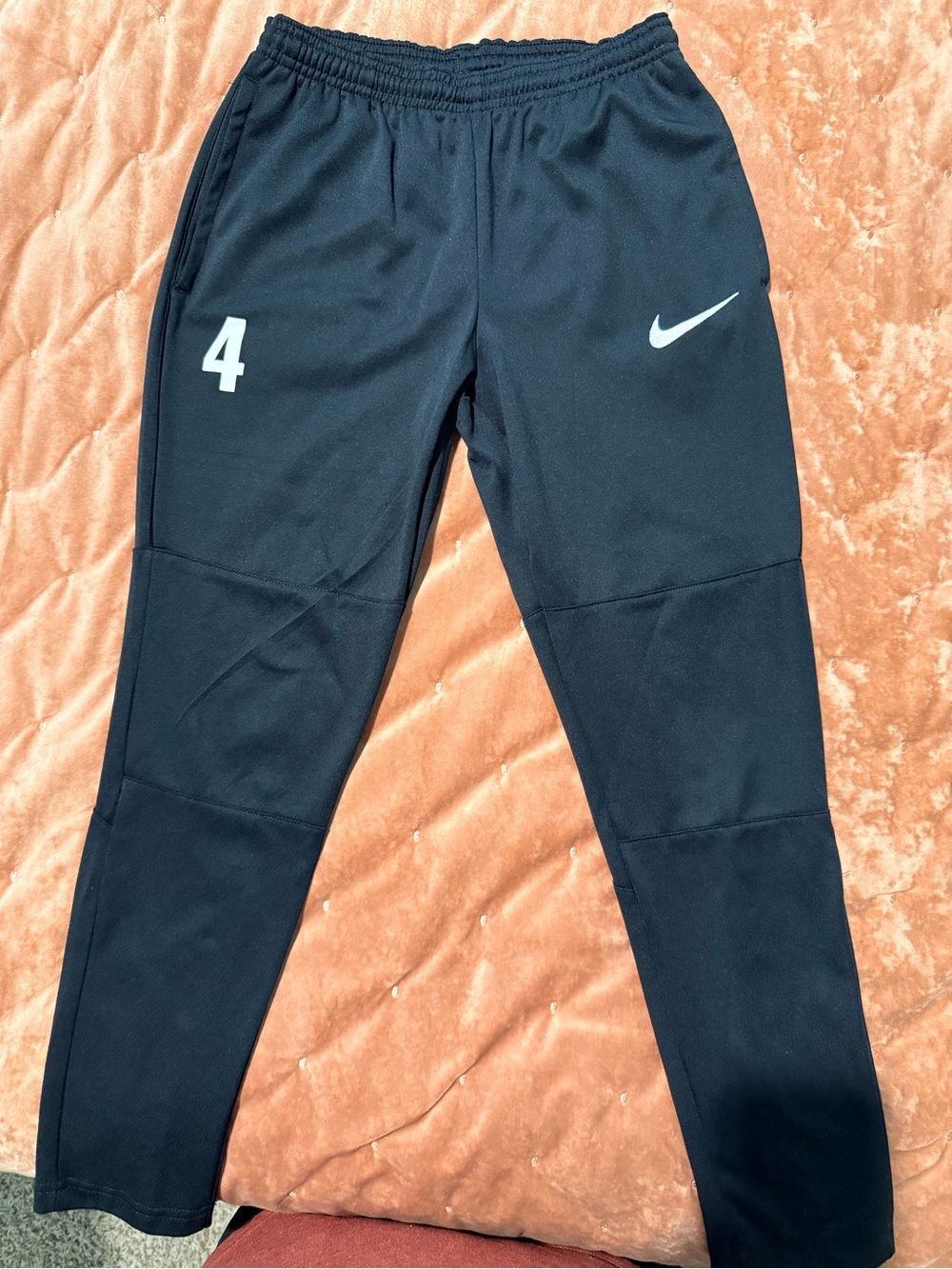 Nike Dry-fit kids  Black Soccer Sweatpants with White Number 4